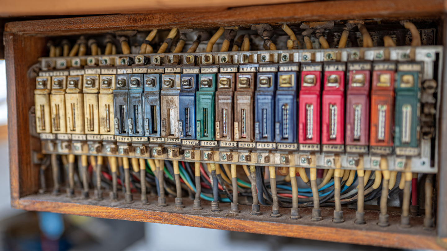 Fuse box with blade fuses inside camper van